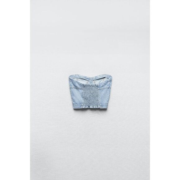 DENIM CORSET TOP BUTTONS ZARA - Picture 4 of 12